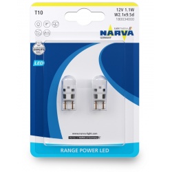 NARVA 12V W5W W2,1x9,5d (6000K) 0.5W (2 шт., блистер) Range Power Narva